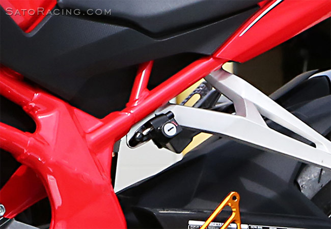 Sato Racing Helmet Lock for Honda CBR250R/ CBR300R ('11-20), CB300F, and 2016-22 CBR500R/ CB500F/X Sato Racing Helmet Lock for Honda CBR250R/ CBR300R ('11-20), CB300F, and 2016-22 CBR500R/ CB500F/X